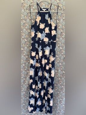 Candie's Navy Maxi Dress with Pink & Light Blue Floral Print